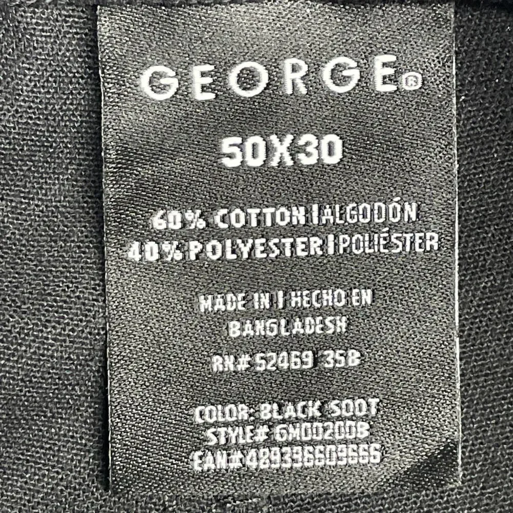 NWT George Fits Men 50x29 Black Classic Fit Flat Front Pants Career Service Wear